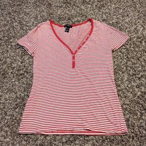 Forever 21 Red and Cream striped Tshirt
